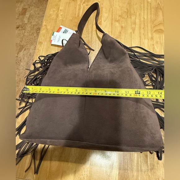 NWT Divina Firenze Genuine Leather Brown Suede Fringe Shoulder Bag - Picture 10 of 15